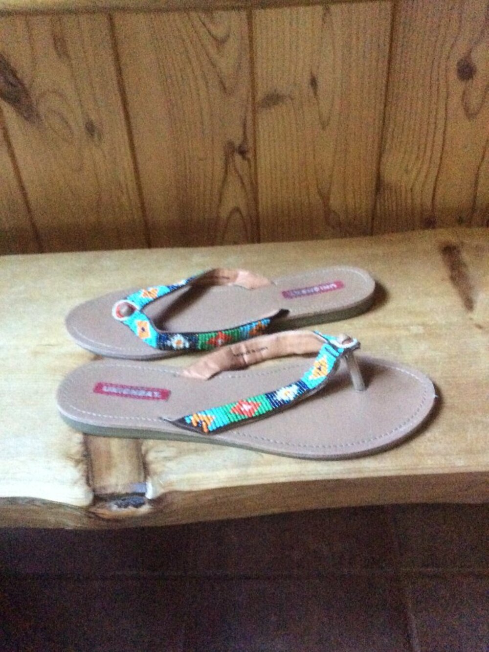 Union Bay Indigenous Beaded Style Flip Flop Festival Retro Sandals Size 8.5